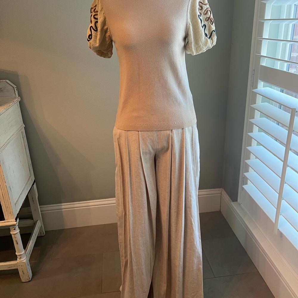 Banana Republic Cream Wide-Leg Pants